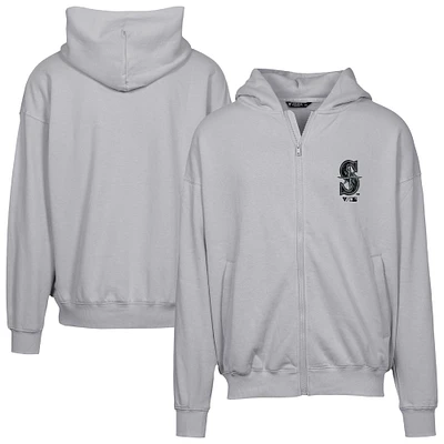 Men's Levelwear  Gray Seattle Mariners Oversized Uphill Digital Camo Full-Zip Hoodie