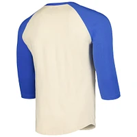 Men's Majestic Threads Cream/Royal Seattle Mariners Raglan 3/4-Sleeve T-Shirt