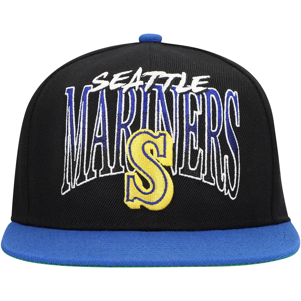 Men's Mitchell & Ness Black Seattle Mariners Rise Up Snapback Hat