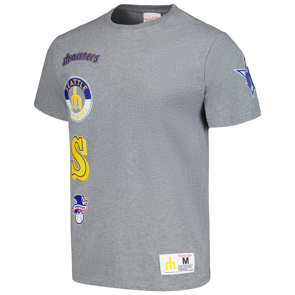 Men's Mitchell & Ness Heather Gray Seattle Mariners Cooperstown Collection City T-Shirt