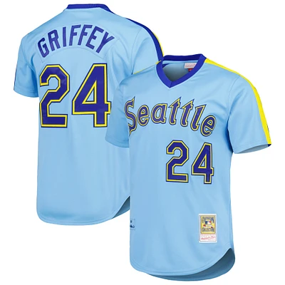Maillot authentique de la collection Cooperstown des Mariners Seattle Mitchell & Ness Ken Griffey Jr. bleu clair pour hommes