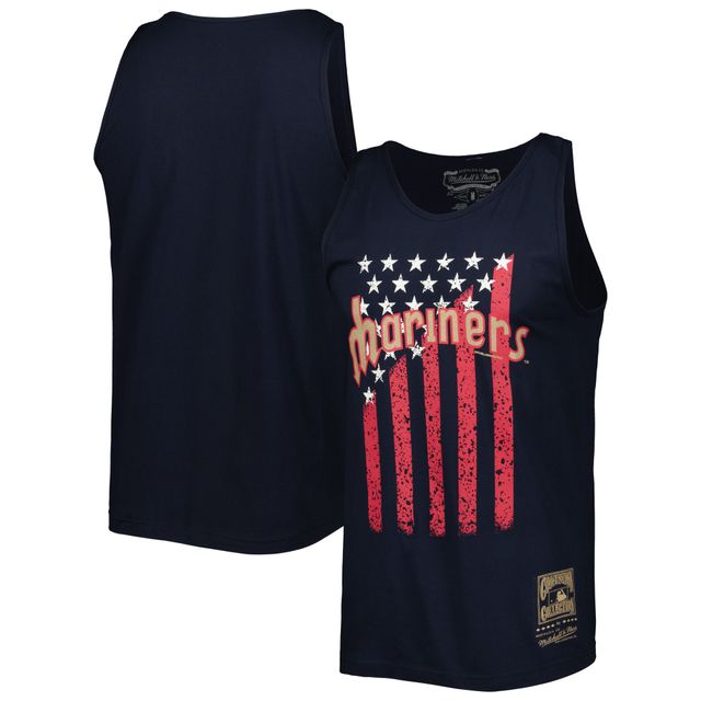 Débardeur Mitchell & Ness pour homme bleu marine Seattle Mariners Cooperstown Collection Stars and Stripes