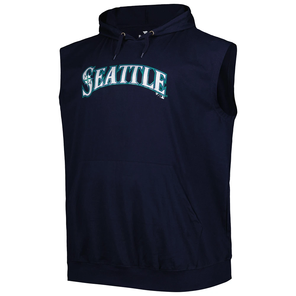 Men's Navy Seattle Mariners Jersey Pullover Muscle Hoodie