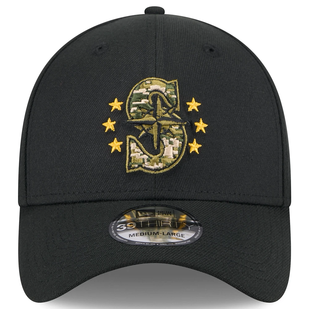Men's New Era  Black Seattle Mariners 2024 Armed Forces Day 39THIRTY Flex Hat