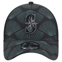 Men's New Era  Black Seattle Mariners 9FORTY A-Frame Trucker Adjustable Hat
