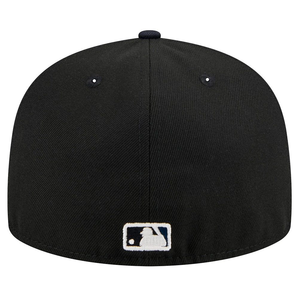 Men's New Era Black Seattle Mariners Shadow Stitch 59FIFTY Fitted Hat