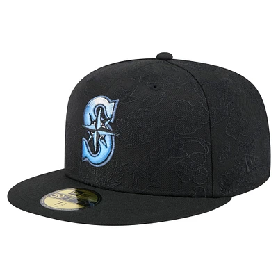 Casquette ajustée New Era 59FIFTY noire Seattle Mariners pour homme