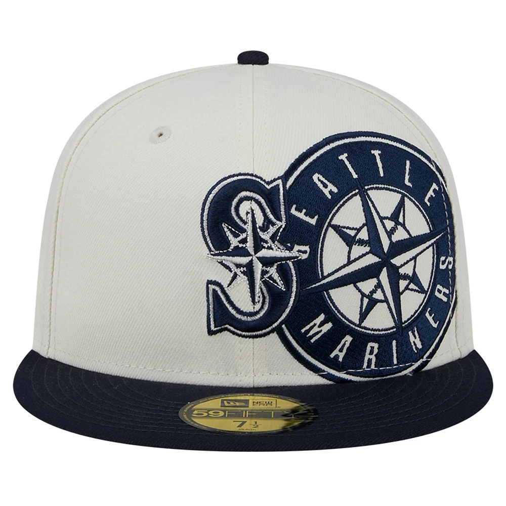 Men's New Era Cream/Navy Seattle Mariners Lonestar 59FIFTY Fitted Hat
