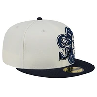 Men's New Era Cream/Navy Seattle Mariners Lonestar 59FIFTY Fitted Hat