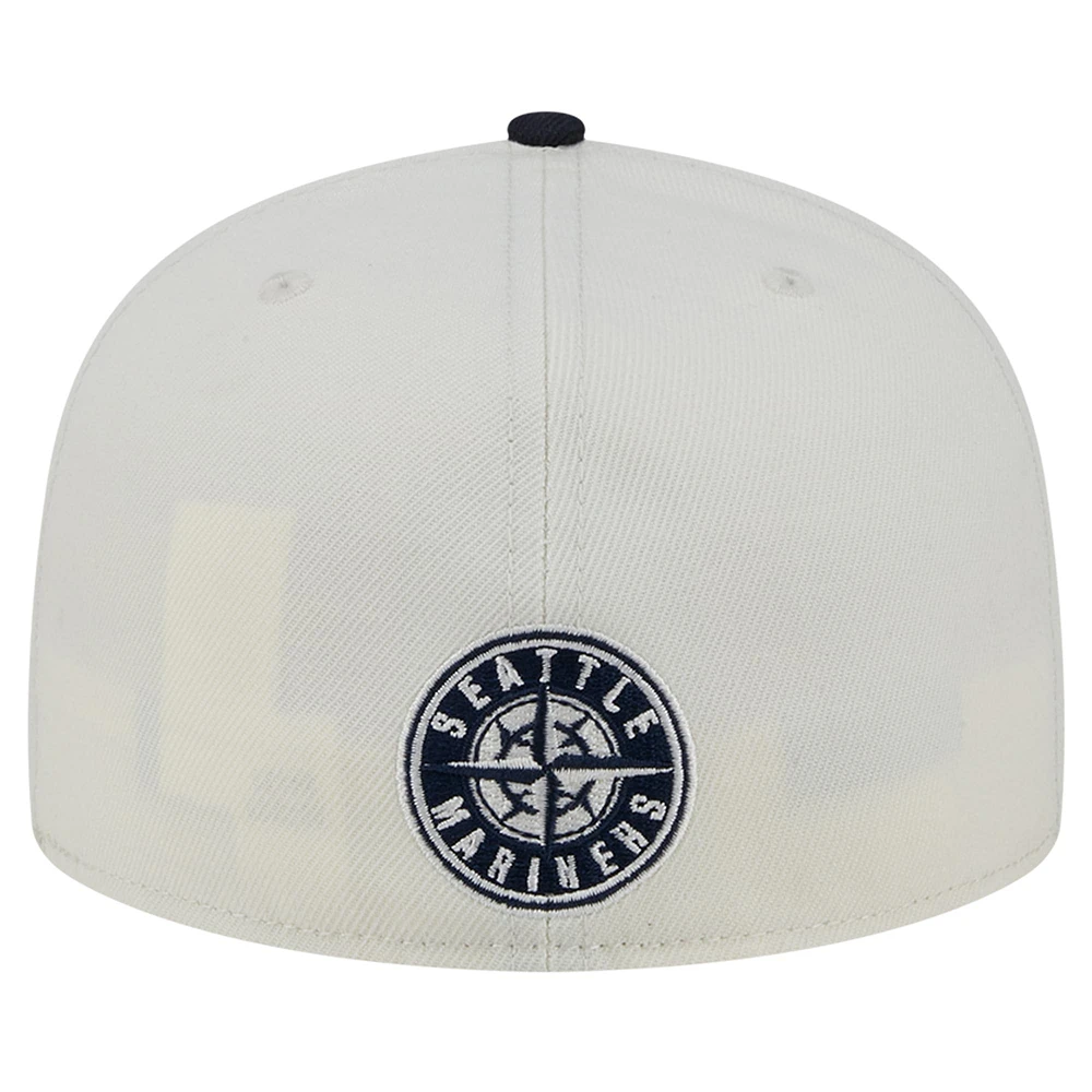 Men's New Era Cream/Navy Seattle Mariners Lonestar 59FIFTY Fitted Hat