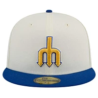Men's New Era Cream Seattle Mariners Cooperstown Collection Chrome 59FIFTY Fitted Hat
