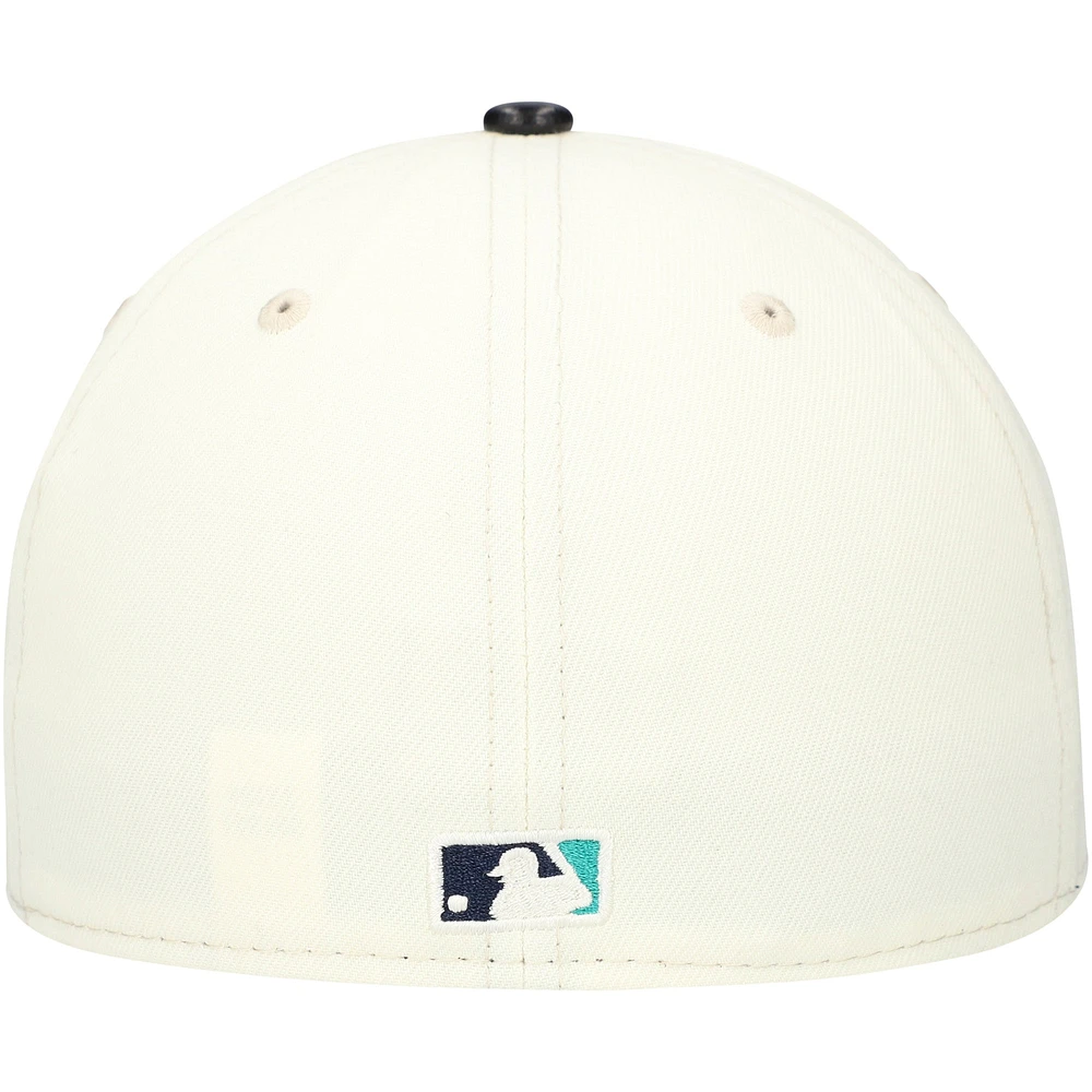 Men's New Era Cream Seattle Mariners Game Night Leather Visor 59FIFTY Fitted Hat