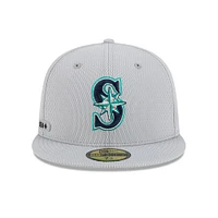 Men's New Era Gray Seattle Mariners 2025 MLB Clubhouse 59FIFTY Fitted Hat