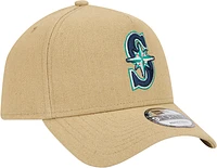 Men's New Era Khaki Seattle Mariners Logo Essentials 9FORTY A-Frame Adjustable Hat