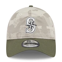 Men's New Era Light Beige/Olive Seattle Mariners 2025 Armed Forces Day 9TWENTY Adjustable Hat