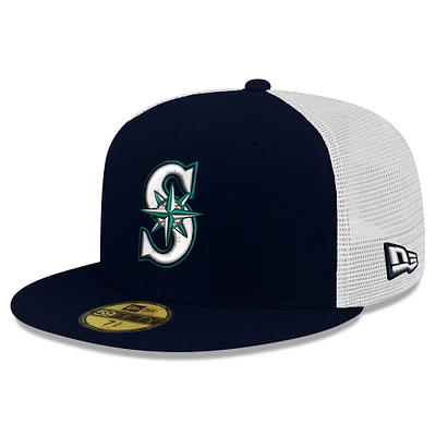 Casquette ajustée 59FIFTY Trucker de couleur bleu marine des Seattle Mariners New Era pour homme