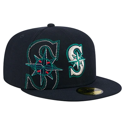 Casquette ajustée 59FIFTY bleu marine des Seattle Mariners de New Era pour homme