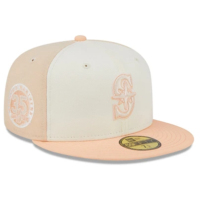 Casquette ajustée 59FIFTY pour homme New Era rose/crème Seattle Mariners 35th Anniversary