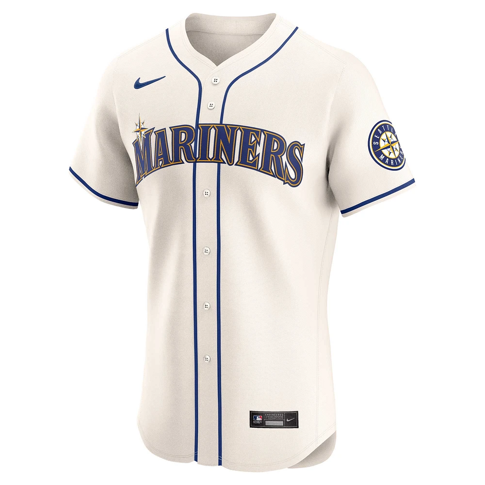 Men's Nike Cream Seattle Mariners Alternate Vapor Premier Elite Patch Jersey
