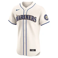 Men's Nike Cream Seattle Mariners Alternate Vapor Premier Elite Patch Jersey