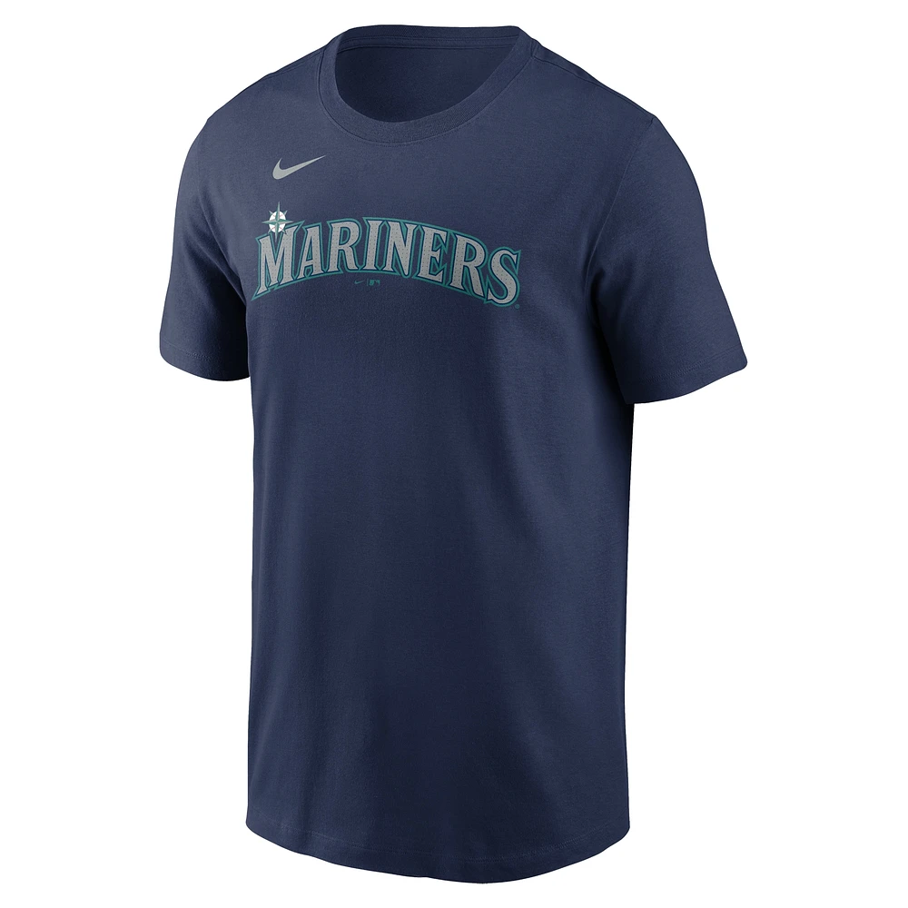 Men's Nike Jorge Polanco Navy Seattle Mariners Fuse Name & Number T-Shirt