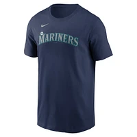 Men's Nike Jorge Polanco Navy Seattle Mariners Fuse Name & Number T-Shirt