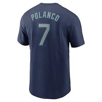 Men's Nike Jorge Polanco Navy Seattle Mariners Fuse Name & Number T-Shirt
