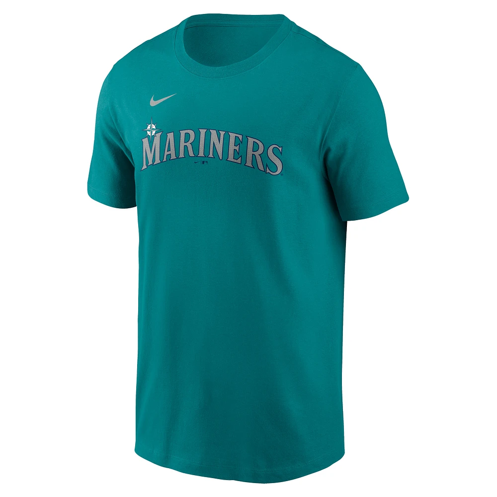 Men's Nike Julio Rodríguez Aqua Seattle Mariners Fuse Name & Number T-Shirt