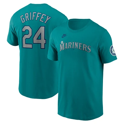 T-shirt Nike Ken Griffey Jr. Aqua pour homme avec nom et numéro de la collection Cooperstown des Seattle Mariners