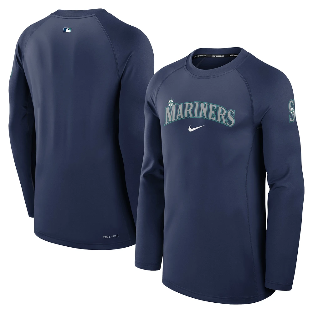 Men's Nike  Navy Seattle Mariners Authentic Collection Game Time Raglan Performance Long Sleeve T-Shirt