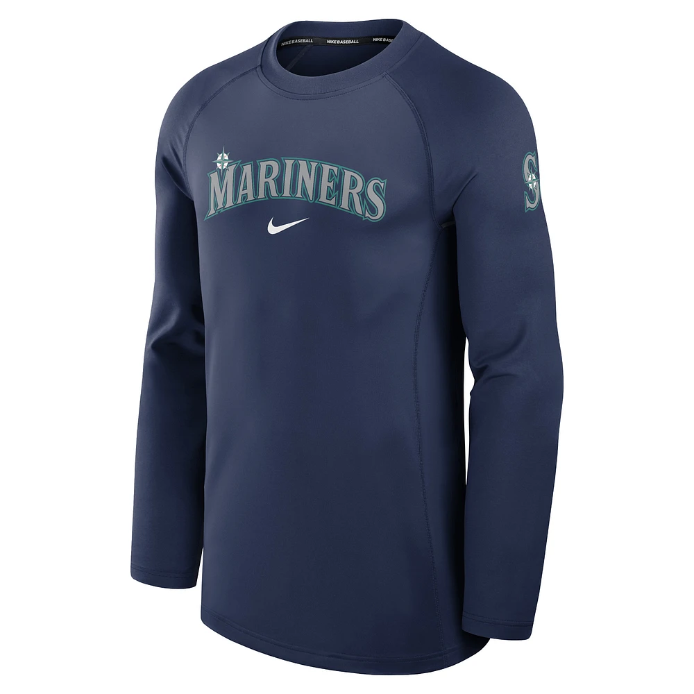 Men's Nike  Navy Seattle Mariners Authentic Collection Game Time Raglan Performance Long Sleeve T-Shirt