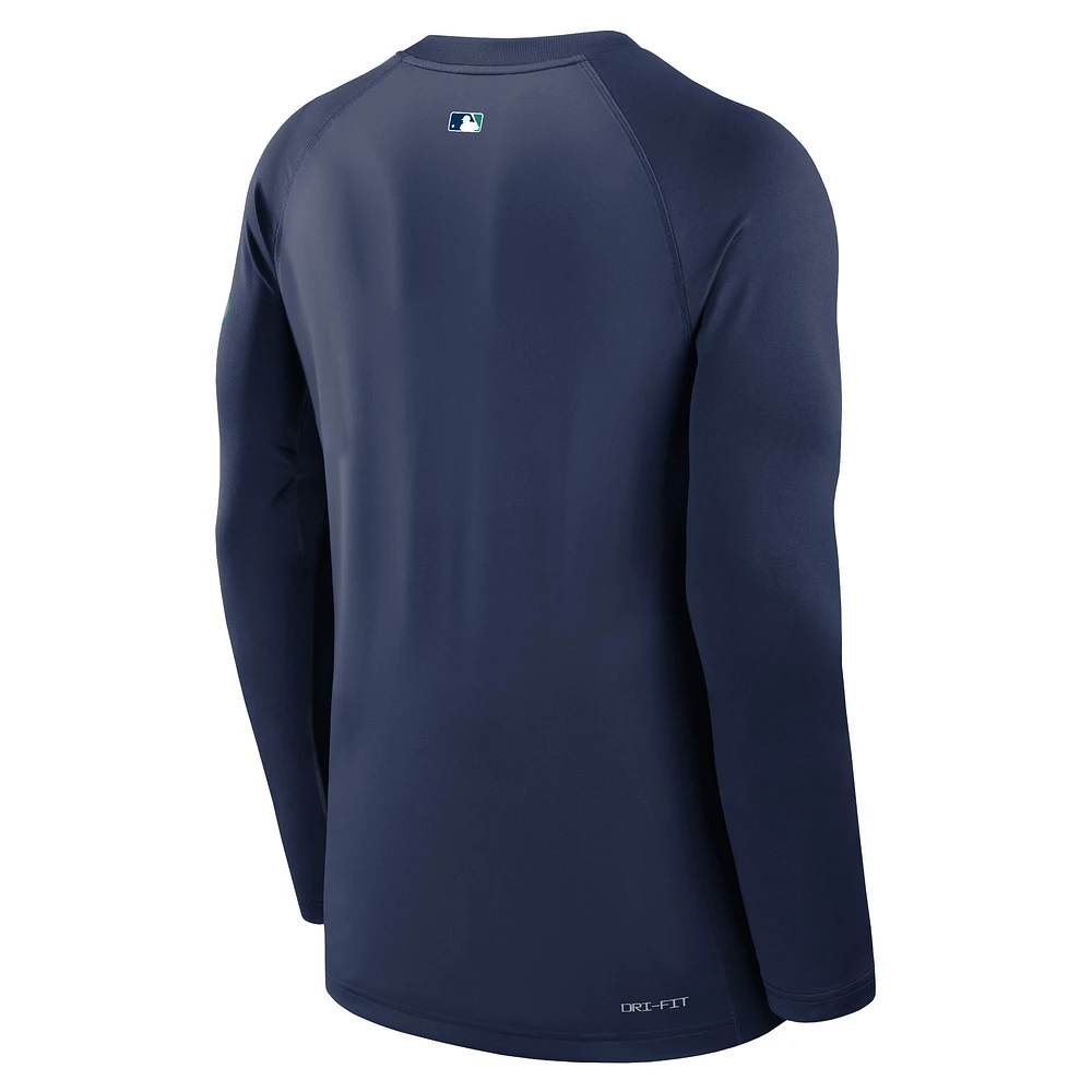 Men's Nike  Navy Seattle Mariners Authentic Collection Game Time Raglan Performance Long Sleeve T-Shirt