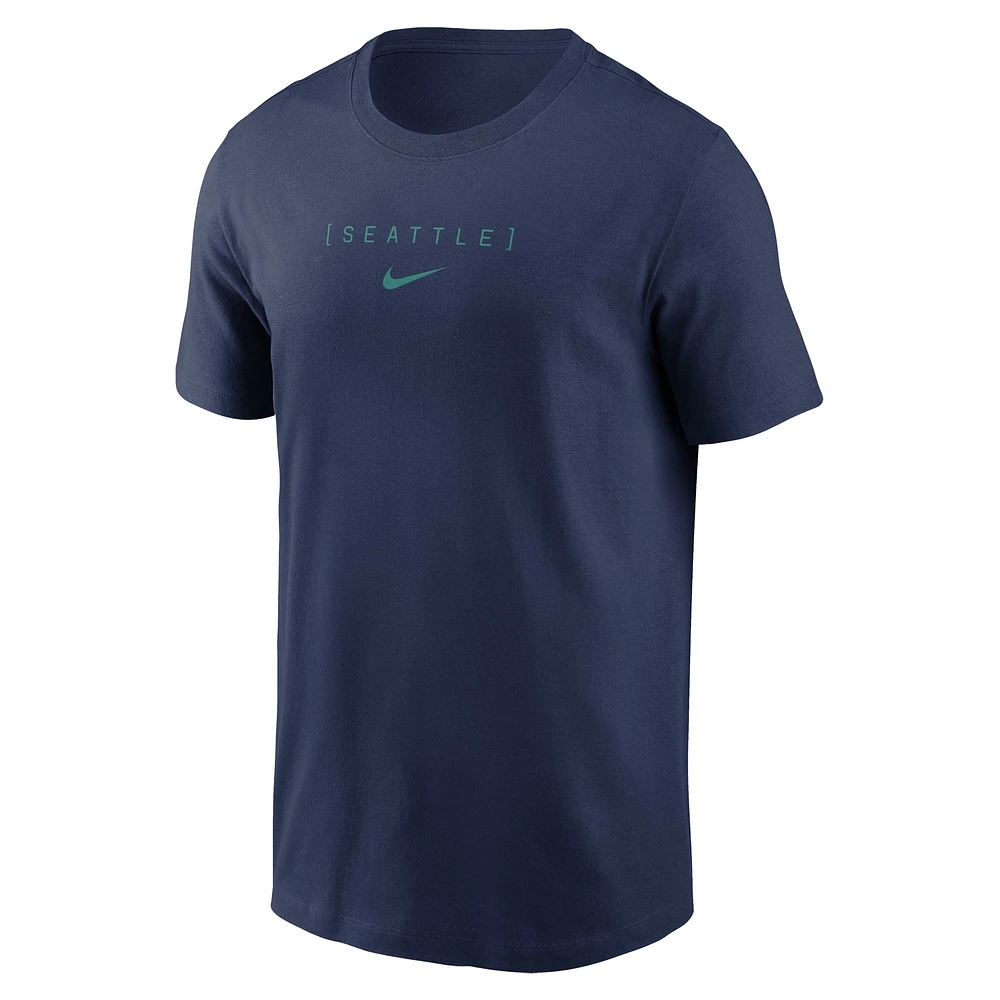 Men's Nike Navy Seattle Mariners Large Logo Back Stack T-Shirt