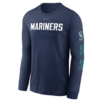T-shirt Nike bleu marine Seattle Mariners Repeater à manches longues pour homme