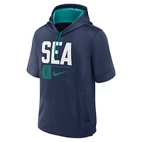 Men's Nike Navy Seattle Mariners Tri-Code Lockup Short Sleeve Pullover Hoodie