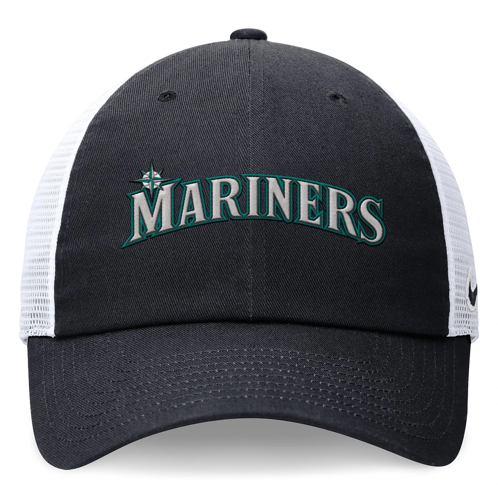 Men's Nike Navy Seattle Mariners Wordmark Adjustable Trucker Hat