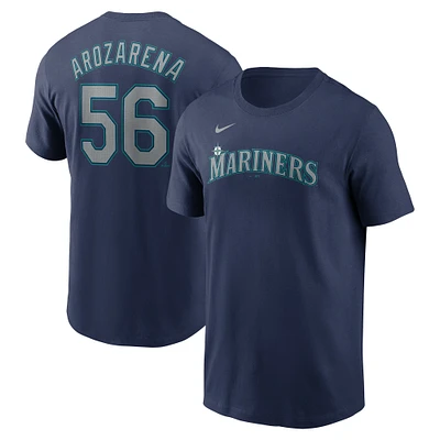T-shirt avec nom et numéro Nike Randy Arozarena pour hommes, bleu marine, Seattle Mariners Fuse