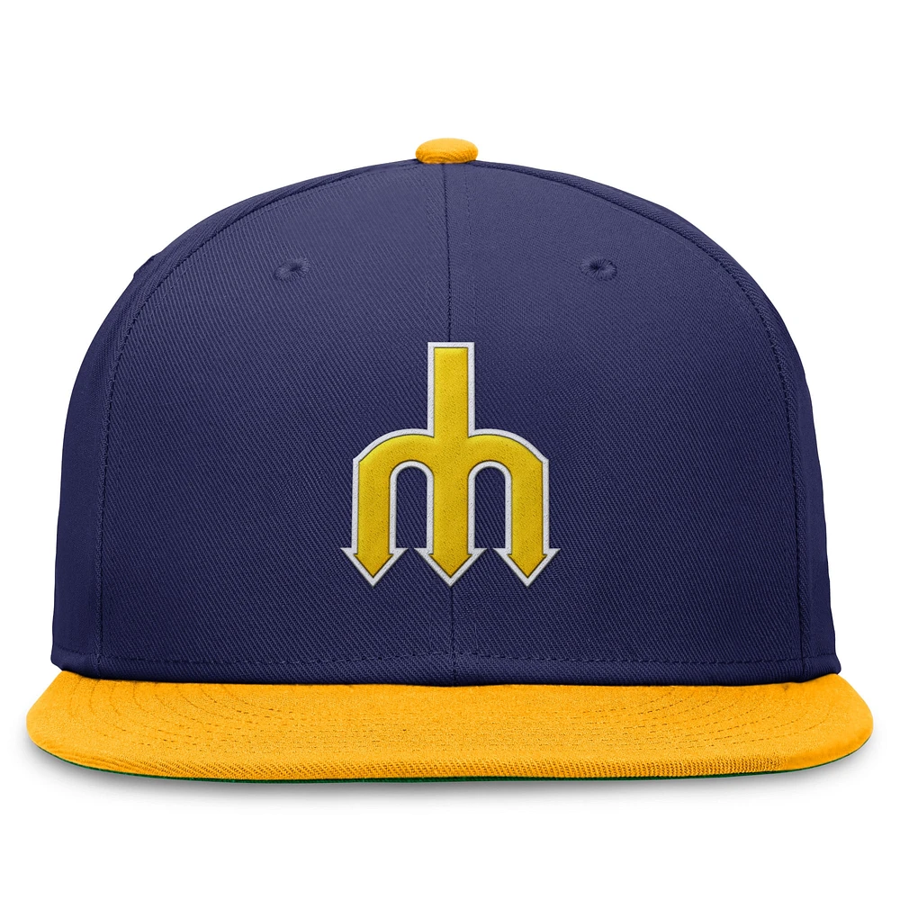 Men's Nike Royal/Gold Seattle Mariners Rewind Cooperstown True Performance Fitted Hat