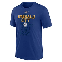 Men's Nike  Royal Seattle Mariners Rewind Retro Tri-Blend T-Shirt