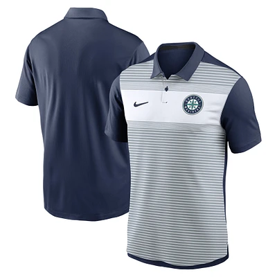 Polo Nike Performance à rayures blanc/bleu marine des Seattle Mariners Vapor pour homme