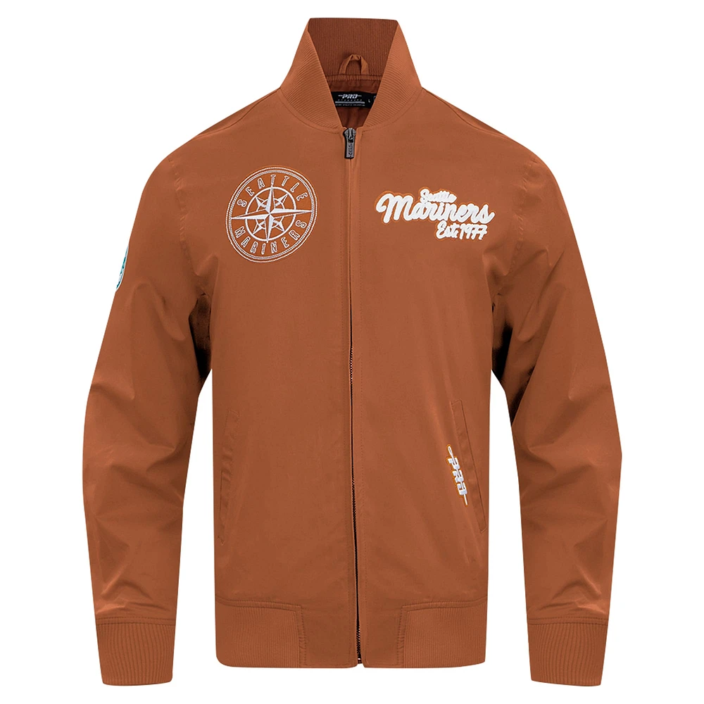 Men's Pro Standard Brown Seattle Mariners Paint The City Twill Full-Zip Jacket