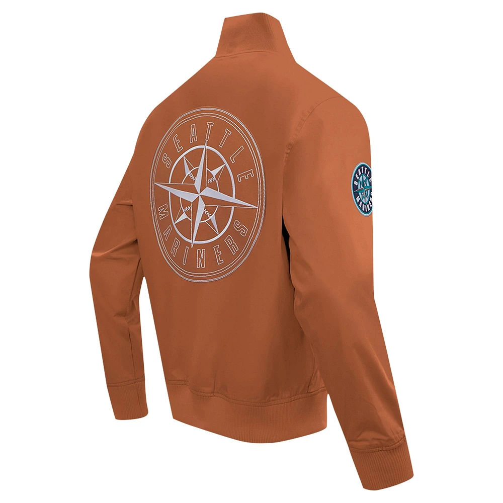 Men's Pro Standard Brown Seattle Mariners Paint The City Twill Full-Zip Jacket