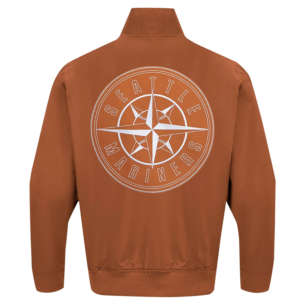 Men's Pro Standard Brown Seattle Mariners Paint The City Twill Full-Zip Jacket