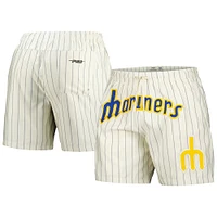 Men's Pro Standard Cream Seattle Mariners Pinstripe Retro Classic Woven Shorts