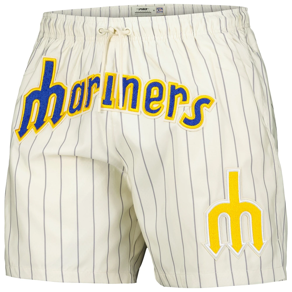 Men's Pro Standard Cream Seattle Mariners Pinstripe Retro Classic Woven Shorts