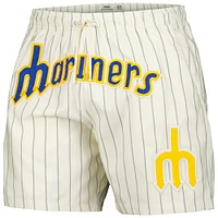Men's Pro Standard Cream Seattle Mariners Pinstripe Retro Classic Woven Shorts