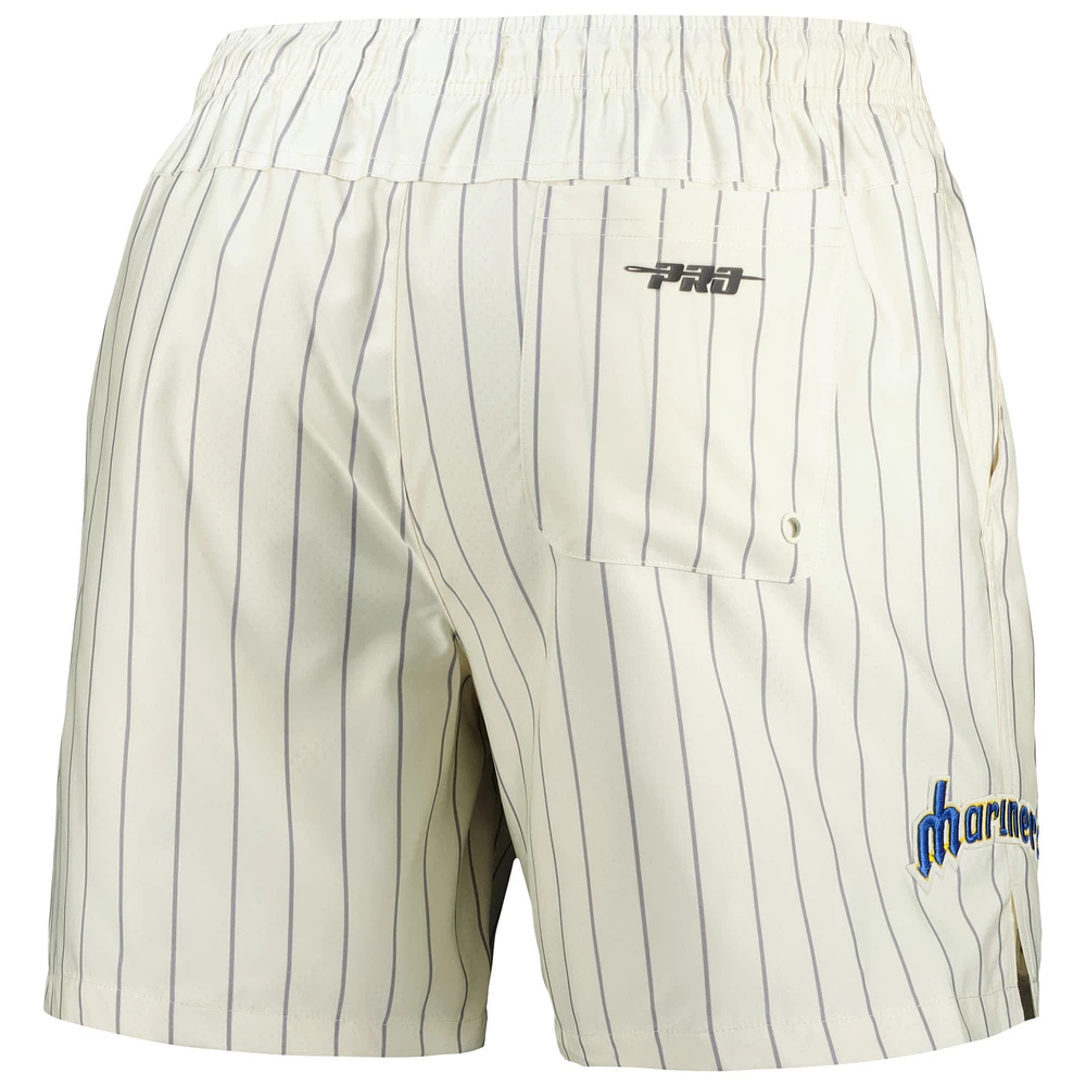 Men's Pro Standard Cream Seattle Mariners Pinstripe Retro Classic Woven Shorts