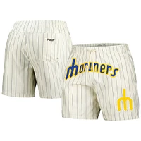 Men's Pro Standard Cream Seattle Mariners Pinstripe Retro Classic Woven Shorts