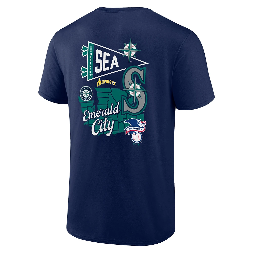Men's Profile Navy Seattle Mariners Big & Tall Split Zone T-Shirt