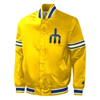 Men's Starter Gold Seattle Mariners Slider Satin Full-Snap Varsity Jacket